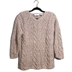 J.Jill Chenille Cream Cable Knit Long Sleeve Super Soft Pullover Sweater